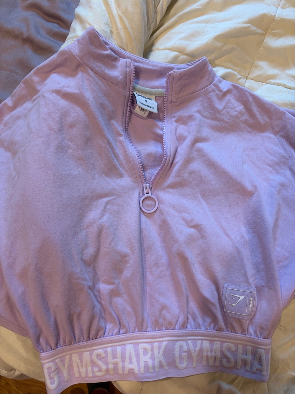 Gymshark Recess 1/2 Zip Tee sz SMALL light purple croptop fitness apparel cute - Picture 7 of 13
